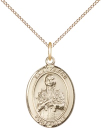 [8061GF/18GF] 14kt Gold Filled Saint Kateri Pendant on a 18 inch Gold Filled Light Curb chain