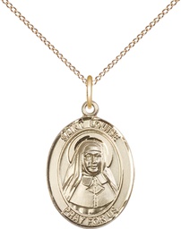 [8064GF/18GF] 14kt Gold Filled Saint Louise de Marillac Pendant on a 18 inch Gold Filled Light Curb chain