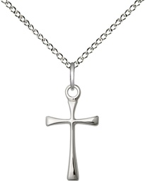 [1872SS/18SS] Sterling Silver Maltese Cross Pendant on a 18 inch Sterling Silver Light Curb chain