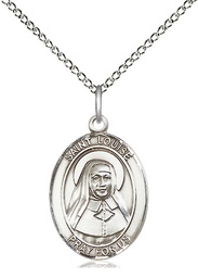 [8064SS/18SS] Sterling Silver Saint Louise de Marillac Pendant on a 18 inch Sterling Silver Light Curb chain