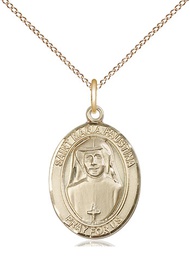 [8069GF/18GF] 14kt Gold Filled Saint Maria Faustina Pendant on a 18 inch Gold Filled Light Curb chain