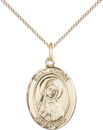 [8079GF/18GF] 14kt Gold Filled Saint Monica Pendant on a 18 inch Gold Filled Light Curb chain
