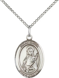 [8065SS/18SS] Sterling Silver Saint Lucia of Syracuse Pendant on a 18 inch Sterling Silver Light Curb chain