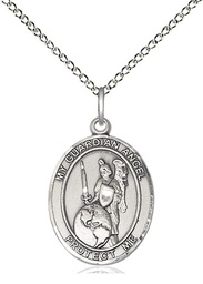 [8441SS/18SS] Sterling Silver Guardian Angel of the World Pendant on a 18 inch Sterling Silver Light Curb chain