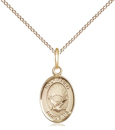 [9044GF/18GF] 14kt Gold Filled Holy Spirit Pendant on a 18 inch Gold Filled Light Curb chain