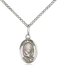 [9044SS/18SS] Sterling Silver Holy Spirit Pendant on a 18 inch Sterling Silver Light Curb chain