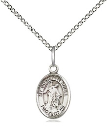 [9118SS/18SS] Sterling Silver Guardian Angel Pendant on a 18 inch Sterling Silver Light Curb chain