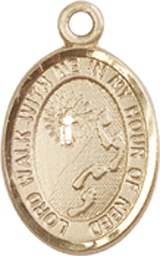 [9237KT] 14kt Gold Footprints Cross Medal
