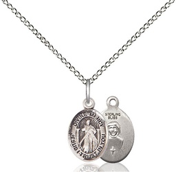 [9366SS/18SS] Sterling Silver Divine Mercy Pendant on a 18 inch Sterling Silver Light Curb chain