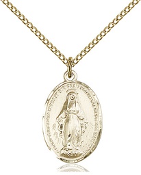 [0015MGF/18GF] 14kt Gold Filled Miraculous Pendant on a 18 inch Gold Filled Light Curb chain