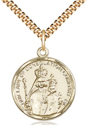 [0038GF/24G] 14kt Gold Filled Our Lady of Consolation Pendant on a 24 inch Gold Plate Heavy Curb chain