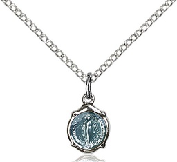[0206MSS/18SS] Sterling Silver Miraculous Pendant on a 18 inch Sterling Silver Light Curb chain