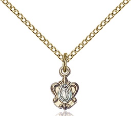[0211PLGF/18GF] 14kt Gold Filled Miraculous Pendant on a 18 inch Gold Filled Light Curb chain