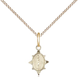 [0212PLGF/18GF] 14kt Gold Filled Miraculous Pendant on a 18 inch Gold Filled Light Curb chain