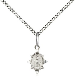 [0212PLSS/18SS] Sterling Silver Miraculous Pendant on a 18 inch Sterling Silver Light Curb chain