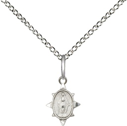 [0212PLSS/18SS] Sterling Silver Miraculous Pendant on a 18 inch Sterling Silver Light Curb chain