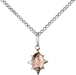 [0212PSS/18SS] Sterling Silver Miraculous Pendant on a 18 inch Sterling Silver Light Curb chain
