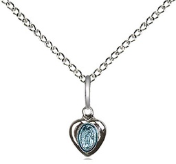[0217BSS/18SS] Sterling Silver Miraculous Pendant on a 18 inch Sterling Silver Light Curb chain