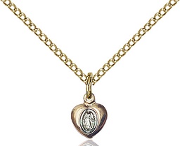 [0217PLGF/18GF] 14kt Gold Filled Miraculous Heart Pendant on a 18 inch Gold Filled Light Curb chain