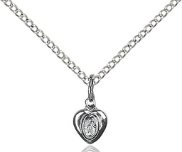 [0217PLSS/18SS] Sterling Silver Miraculous Heart Pendant on a 18 inch Sterling Silver Light Curb chain