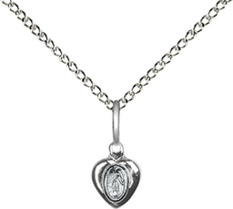 [0217PLSS/18SS] Sterling Silver Miraculous Heart Pendant on a 18 inch Sterling Silver Light Curb chain