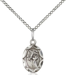 [0301FCSS/18SS] Sterling Silver Saint Francis Pendant on a 18 inch Sterling Silver Light Curb chain