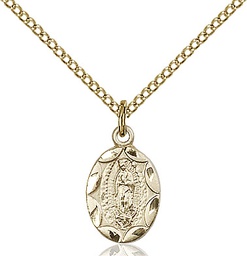 [0301FGF/18GF] 14kt Gold Filled Our Lady of Guadalupe Pendant on a 18 inch Gold Filled Light Curb chain