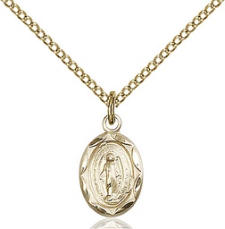 [0301MGF/18GF] 14kt Gold Filled Miraculous Pendant on a 18 inch Gold Filled Light Curb chain