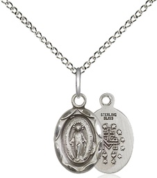 [0301MSS/18SS] Sterling Silver Miraculous Pendant on a 18 inch Sterling Silver Light Curb chain