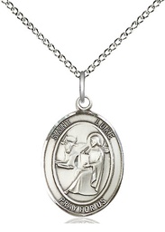 [8068SS/18SS] Sterling Silver Saint Luke the Apostle Pendant on a 18 inch Sterling Silver Light Curb chain