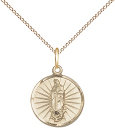 [0601FGF/18GF] 14kt Gold Filled Our Lady of Guadalupe Pendant on a 18 inch Gold Filled Light Curb chain