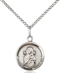 [0601HSS/18SS] Sterling Silver Our Lady of Perpetual Help Pendant on a 18 inch Sterling Silver Light Curb chain