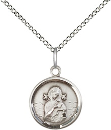 [0601HSS/18SS] Sterling Silver Our Lady of Perpetual Help Pendant on a 18 inch Sterling Silver Light Curb chain