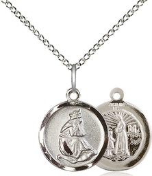 [0601LSS/18SS] Sterling Silver Our Lady of la Salette Pendant on a 18 inch Sterling Silver Light Curb chain