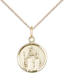 [0603GF/18GF] 14kt Gold Filled Our Lady of Consolation Pendant on a 18 inch Gold Filled Light Curb chain