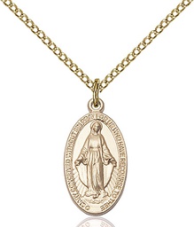 [0609GF/18GF] 14kt Gold Filled Miraculous Pendant on a 18 inch Gold Filled Light Curb chain