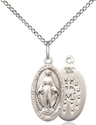 [0609SS/18SS] Sterling Silver Miraculous Pendant on a 18 inch Sterling Silver Light Curb chain