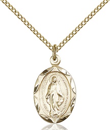 [0612MGF/18GF] 14kt Gold Filled Miraculous Pendant on a 18 inch Gold Filled Light Curb chain