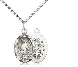 [0612MSS/18SS] Sterling Silver Miraculous Pendant on a 18 inch Sterling Silver Light Curb chain