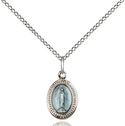[0700BSS/18SS] Sterling Silver Miraculous Pendant on a 18 inch Sterling Silver Light Curb chain