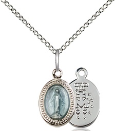 [0700BSS/18SS] Sterling Silver Miraculous Pendant on a 18 inch Sterling Silver Light Curb chain