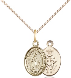 [0700GF/18GF] 14kt Gold Filled Miraculous Pendant on a 18 inch Gold Filled Light Curb chain