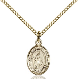 [0700GF/18GF] 14kt Gold Filled Miraculous Pendant on a 18 inch Gold Filled Light Curb chain