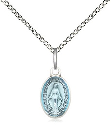 [0702EMSS/18SS] Sterling Silver Miraculous Pendant on a 18 inch Sterling Silver Light Curb chain