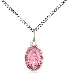 [0702PMSS/18SS] Sterling Silver Miraculous Pendant on a 18 inch Sterling Silver Light Curb chain