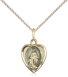 [0706EMGF/18GF] 14kt Gold Filled Miraculous Pendant on a 18 inch Gold Filled Light Curb chain