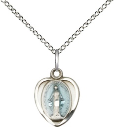 [0706EMSS/18SS] Sterling Silver Miraculous Pendant on a 18 inch Sterling Silver Light Curb chain