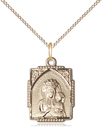 [0804CZGF/18GF] 14kt Gold Filled Our Lady of Czestochowa Pendant on a 18 inch Gold Filled Light Curb chain
