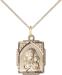 [0804CZGF/18GF] 14kt Gold Filled Our Lady of Czestochowa Pendant on a 18 inch Gold Filled Light Curb chain