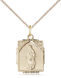 [0804FGF/18GF] 14kt Gold Filled Our Lady of Guadalupe Pendant on a 18 inch Gold Filled Light Curb chain